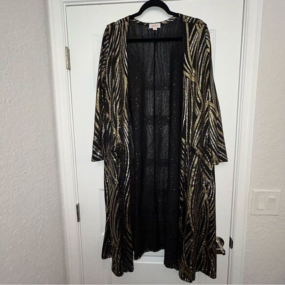 Lularoe Metallic Glitter Statement Long Sleeve Sarah Duster Long Cardigan Top - Picture 5 of 11